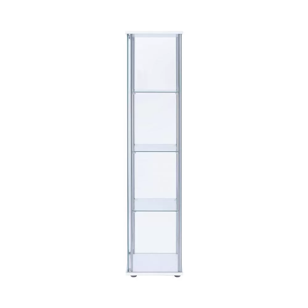 Coaster Home Furnishings White and Clear Curio Cabinet with 4 Glass Shelves