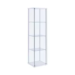 Coaster Home Furnishings White and Clear Curio Cabinet with 4 Glass Shelves