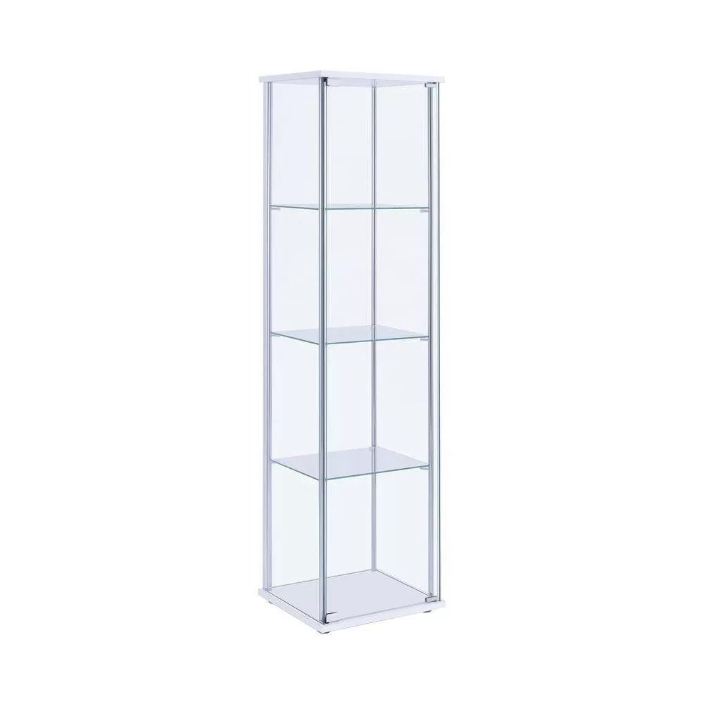 Coaster Home Furnishings White and Clear Curio Cabinet with 4 Glass Shelves