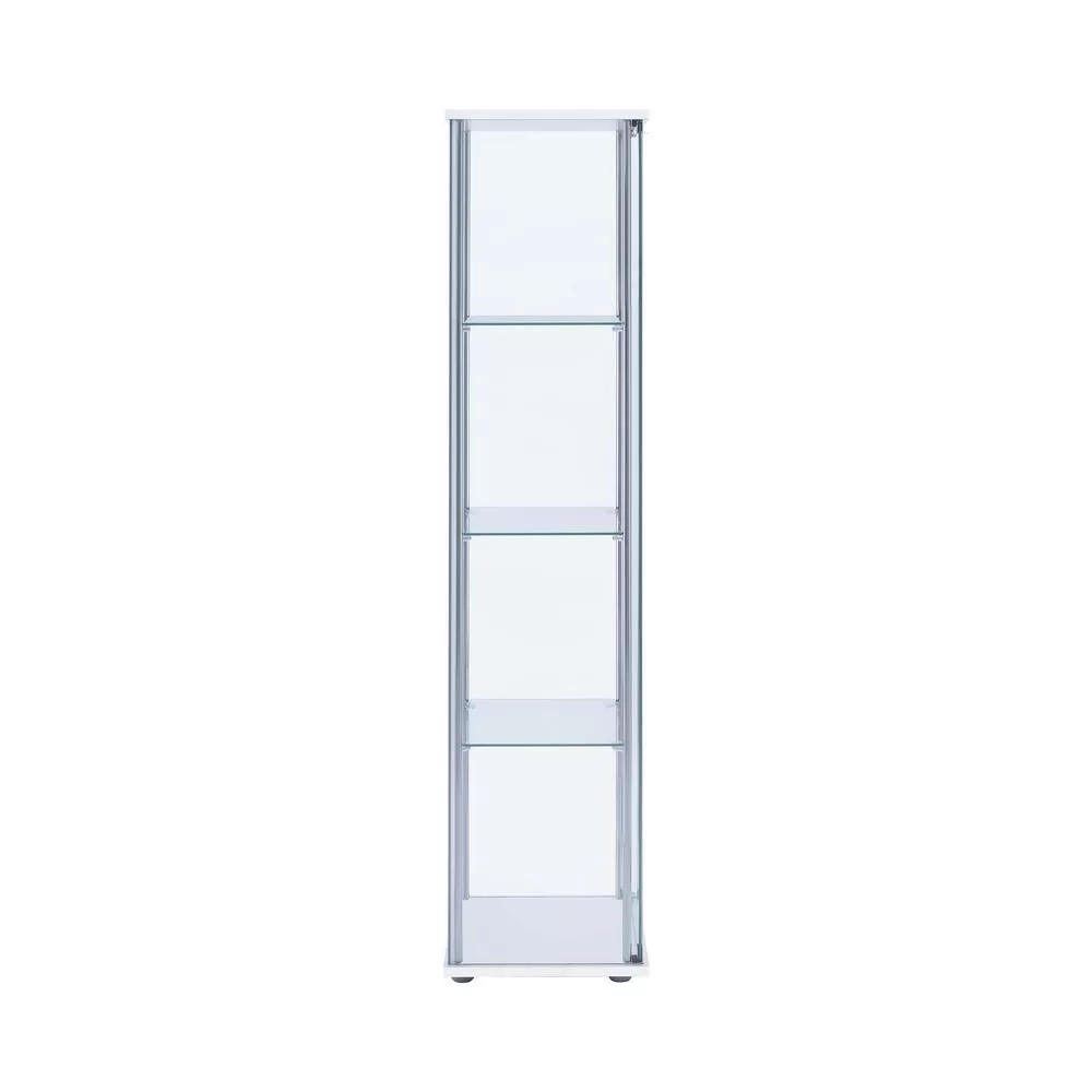 Coaster Home Furnishings White and Clear Curio Cabinet with 4 Glass Shelves