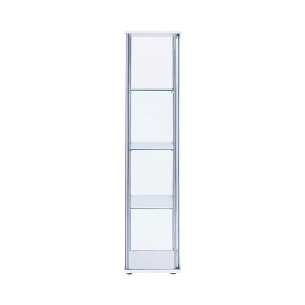 Coaster Home Furnishings White and Clear Curio Cabinet with 4 Glass Shelves