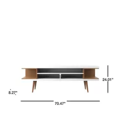 Manhattan Comfort Utopia 70 in. White Gloss and Maple Cream Composite TV Stand Fits TVs Up to 65 in. with Cable Management