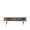 Manhattan Comfort Utopia 70 in. White Gloss and Maple Cream Composite TV Stand Fits TVs Up to 65 in. with Cable Management