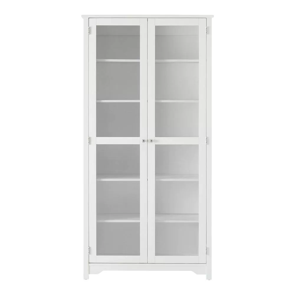 Home Decorators Collection Bradstone 72 in. White Bookcase with Glass Doors