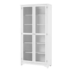 Home Decorators Collection Bradstone 72 in. White Bookcase with Glass Doors