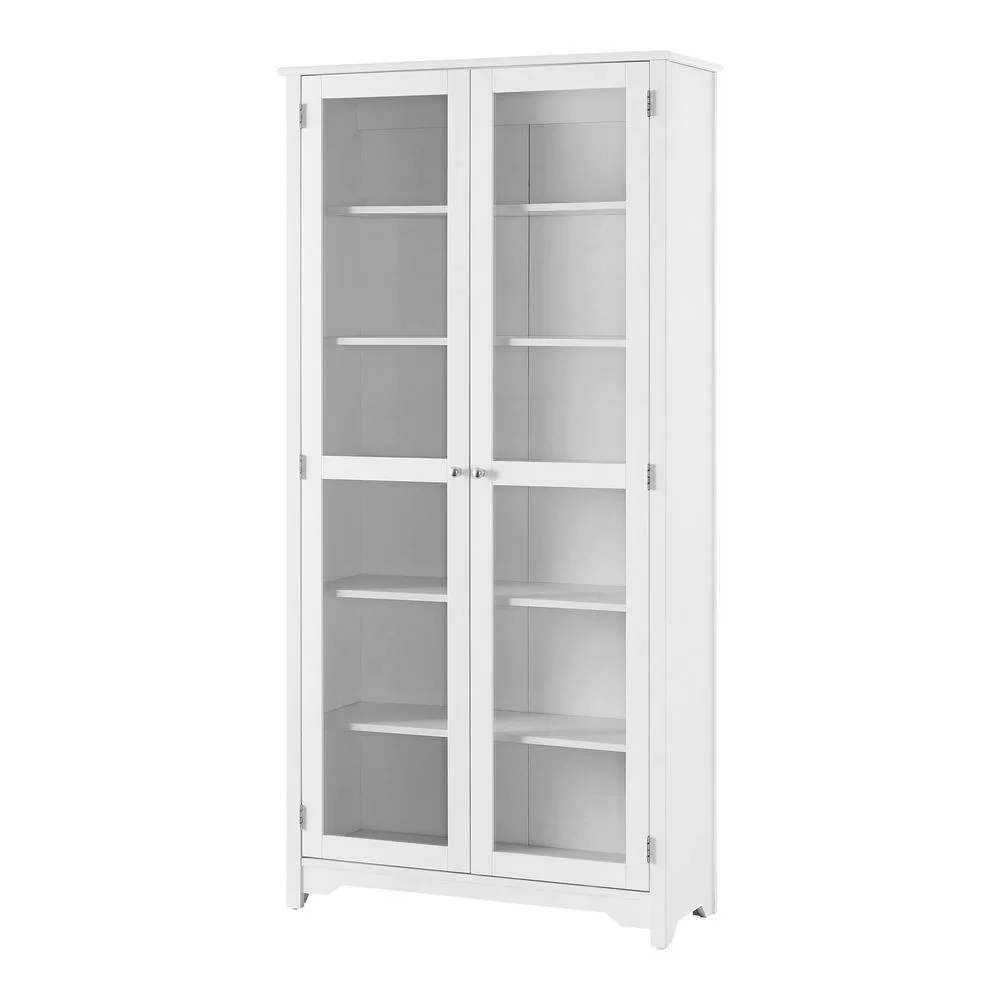 Home Decorators Collection Bradstone 72 in. White Bookcase with Glass Doors