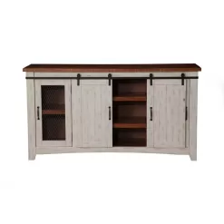Martin Svensson Home Toas White Metal TV Stand Fits TVs Up to 70 in. with Adjustable Shelves