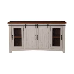 Martin Svensson Home Toas White Metal TV Stand Fits TVs Up to 70 in. with Adjustable Shelves