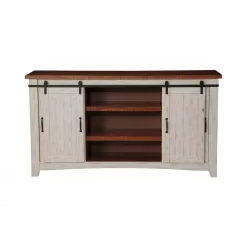 Martin Svensson Home Toas White Metal TV Stand Fits TVs Up to 70 in. with Adjustable Shelves