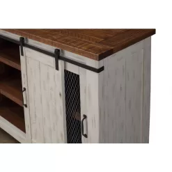 Martin Svensson Home Toas White Metal TV Stand Fits TVs Up to 70 in. with Adjustable Shelves