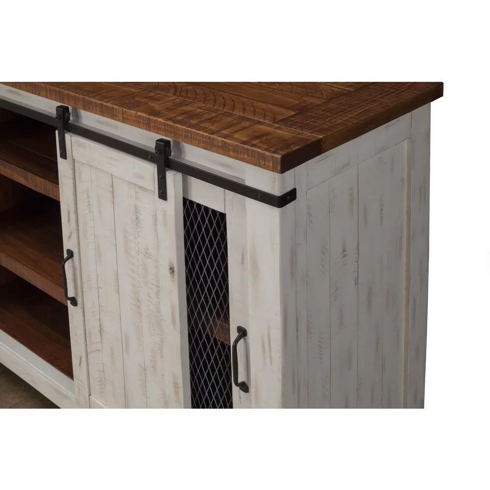 Martin Svensson Home Toas White Metal TV Stand Fits TVs Up to 70 in. with Adjustable Shelves