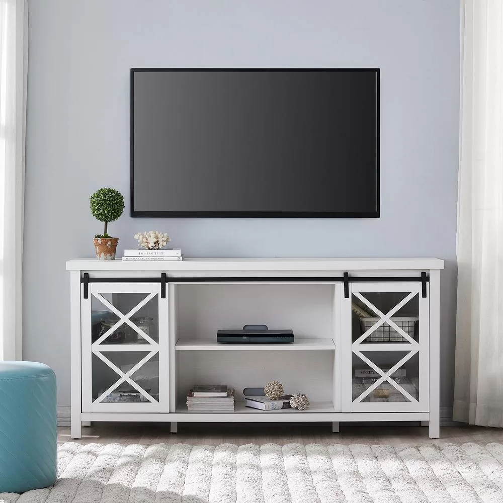 Meyer&Cross Clementine 68 in. White TV Stand Fits TV's up to 80 in.