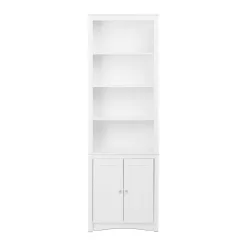Prepac 80 in. White Wood 6-shelf Standard Bookcase with Doors
