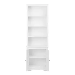 Prepac 80 in. White Wood 6-shelf Standard Bookcase with Doors
