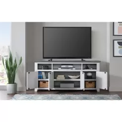 Martin Svensson Home Foundry 65 in. White Stain with Grey Top Solid Wood TV Stand Fits TV's up to 70 in.