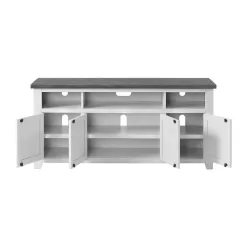 Martin Svensson Home Foundry 65 in. White Stain with Grey Top Solid Wood TV Stand Fits TV's up to 70 in.
