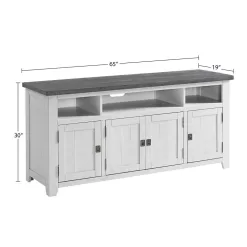 Martin Svensson Home Foundry 65 in. White Stain with Grey Top Solid Wood TV Stand Fits TV's up to 70 in.