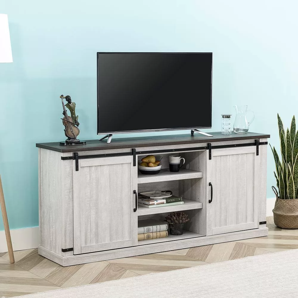 FESTIVO 68 in. White TV Stand for TVs Up to 70 in.
