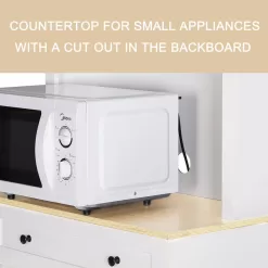 VEIKOUS 72 in. H White Kitchen Pantry Hutch Cabinet Storage with Buffet Cupboard, Microwave Stand and Adjustable Shelves