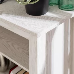 Walker Edison Furniture Company Columbus 70 in. White Wash Wood TV Stand 70 in. with Adjustable Shelves