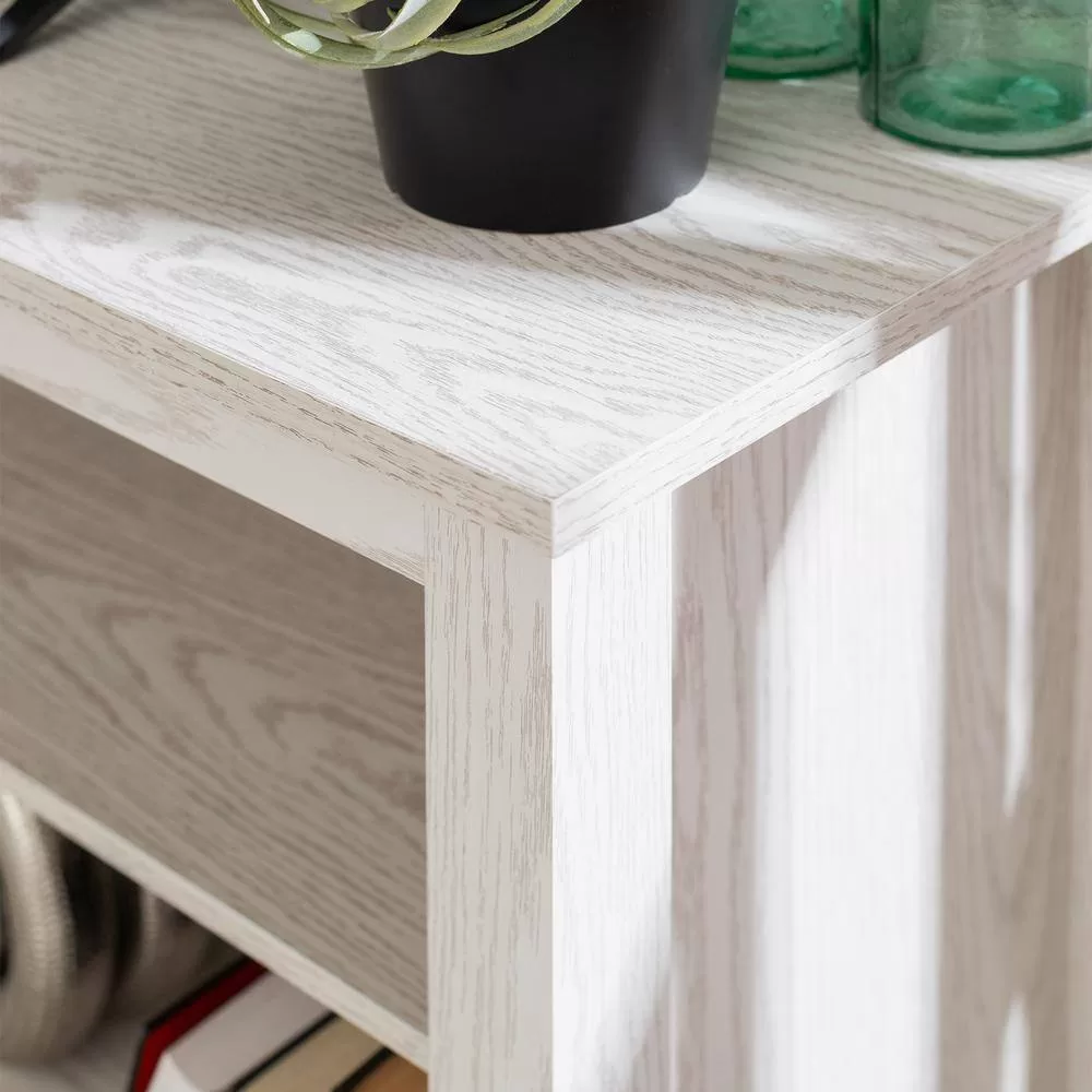 Walker Edison Furniture Company Columbus 70 in. White Wash Wood TV Stand 70 in. with Adjustable Shelves