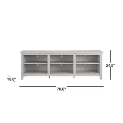 Walker Edison Furniture Company Columbus 70 in. White Wash Wood TV Stand 70 in. with Adjustable Shelves