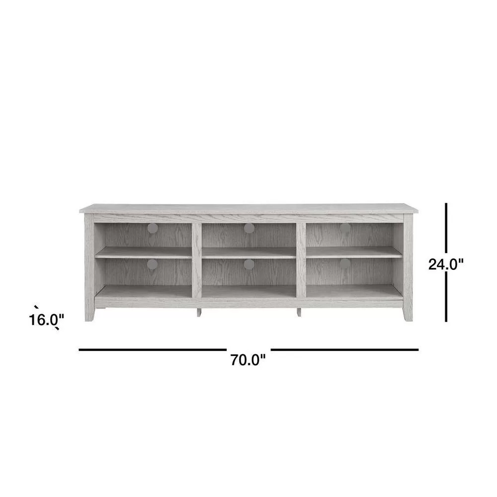 Walker Edison Furniture Company Columbus 70 in. White Wash Wood TV Stand 70 in. with Adjustable Shelves