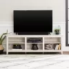 Walker Edison Furniture Company Columbus 70 in. White Wash Wood TV Stand 70 in. with Adjustable Shelves