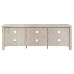 Walker Edison Furniture Company Columbus 70 in. White Wash Wood TV Stand 70 in. with Adjustable Shelves