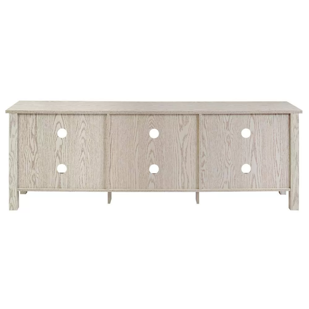 Walker Edison Furniture Company Columbus 70 in. White Wash Wood TV Stand 70 in. with Adjustable Shelves