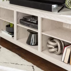Walker Edison Furniture Company Columbus 70 in. White Wash Wood TV Stand 70 in. with Adjustable Shelves