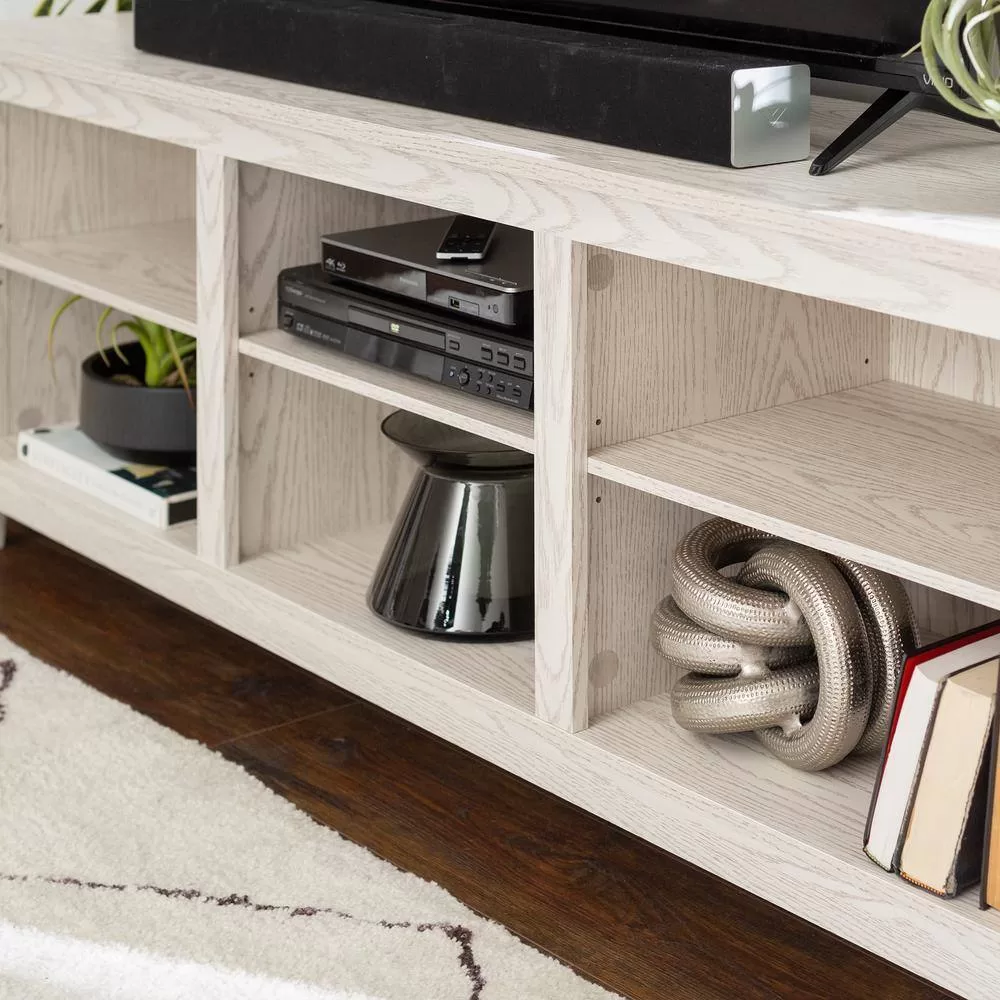Walker Edison Furniture Company Columbus 70 in. White Wash Wood TV Stand 70 in. with Adjustable Shelves