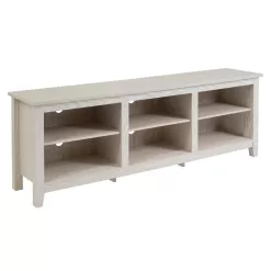 Walker Edison Furniture Company Columbus 70 in. White Wash Wood TV Stand 70 in. with Adjustable Shelves