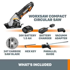 Worx WX523L POWER SHARE 20-Volt Worxsaw 3-3/8 in. Compact Circular Saw