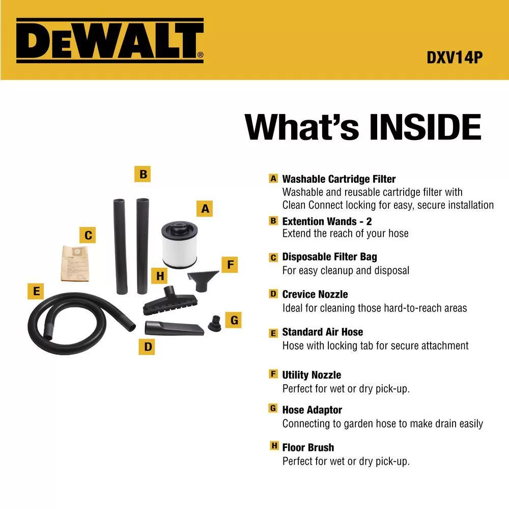 DEWALT DXV14P 14 Gal. Poly Wet/Dry Vac