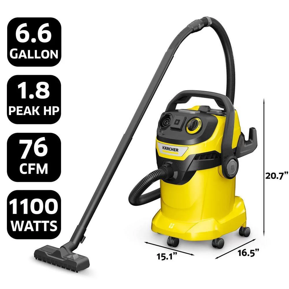 Karcher 1.628-311.0 WD 5/P Multi-Purpose 6.6 Gal. Wet/Dry Shop Vacuum Cleaner with Attachments and Blower Feature - 2022 Edition