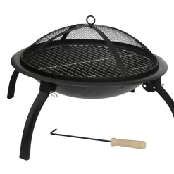 Fire Sense 22-in W Black Steel Wood-Burning Fire Pit