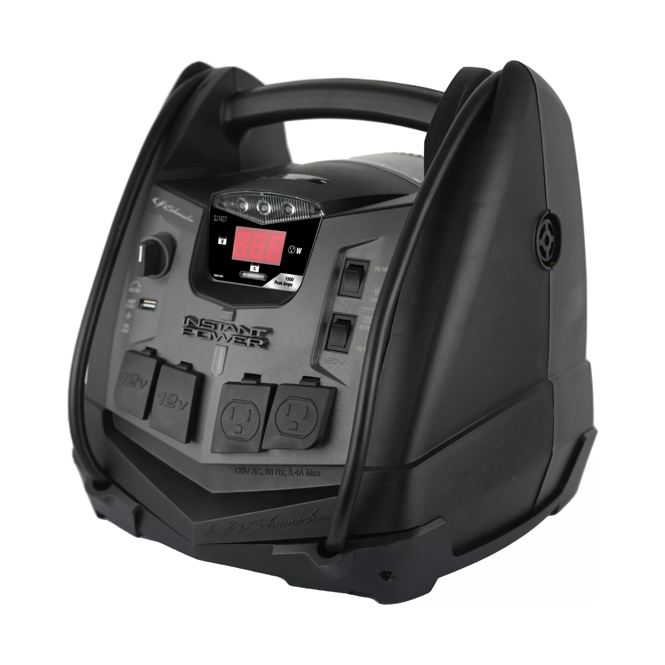 Schumacher SJ1427 6-in-1 Portable Power Station and 1500 Peak Amp Jump Starter 150-Psi