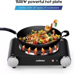 Cusimax Hot Plate Electric Burner, Single Burner Cast Iron hot plates