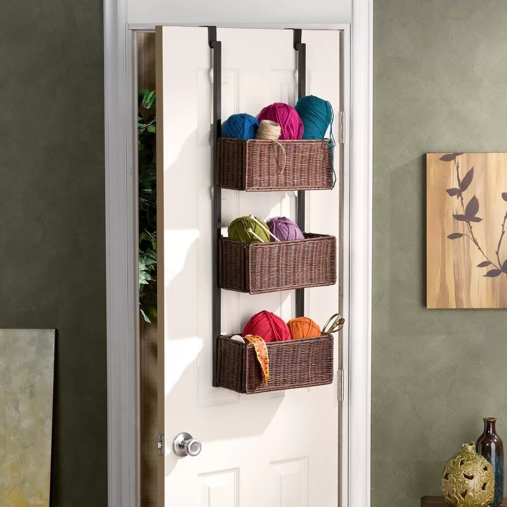 Boston Loft Furnishings Covington 12-in W x 38.25-in H x 8.25-in D Black/Espresso Wicker Basket