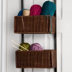 Boston Loft Furnishings Covington 12-in W x 38.25-in H x 8.25-in D Black/Espresso Wicker Basket