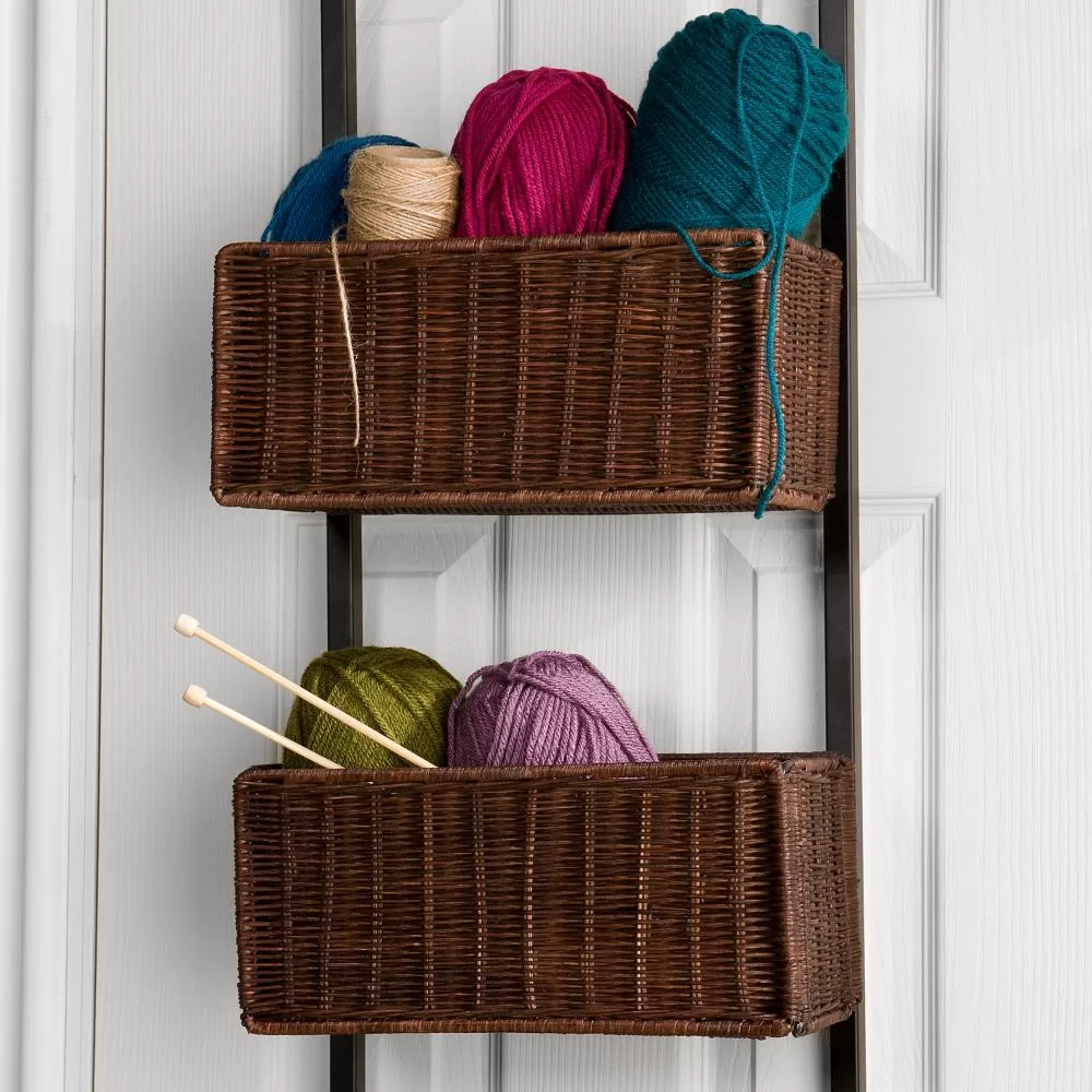 Boston Loft Furnishings Covington 12-in W x 38.25-in H x 8.25-in D Black/Espresso Wicker Basket