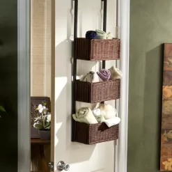 Boston Loft Furnishings Covington 12-in W x 38.25-in H x 8.25-in D Black/Espresso Wicker Basket