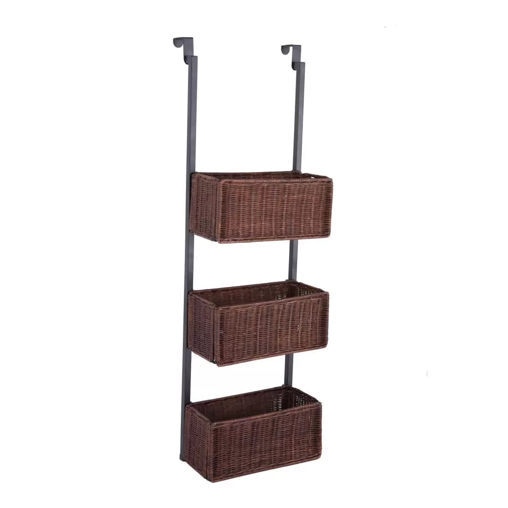 Boston Loft Furnishings Covington 12-in W x 38.25-in H x 8.25-in D Black/Espresso Wicker Basket