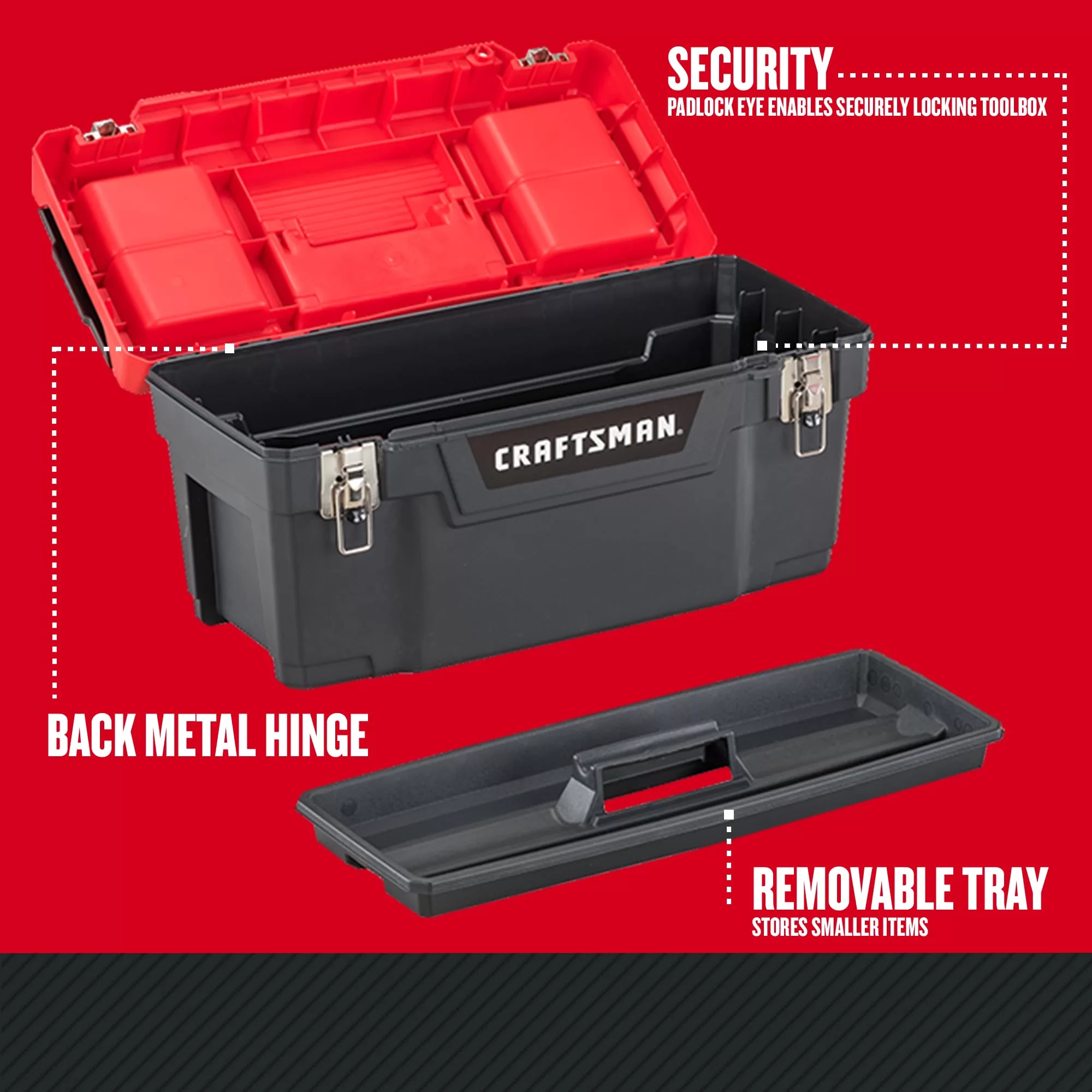CRAFTSMAN 25-in Multiple Colors/Finishes Plastic Lockable Tool Box