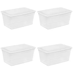 Sterilite Corporation 4-Pack Large 22.5-Gallons (90-Quart) Clear Tote with Latching Lid
