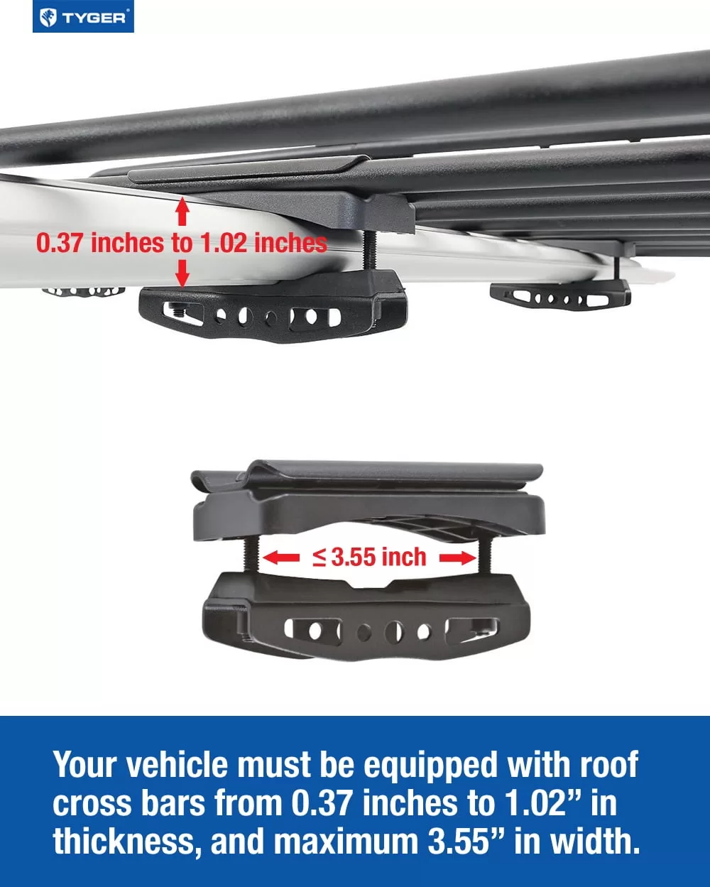 Tyger Auto TG-RK1B942B Heavy Duty Roof Mounted Cargo Basket Rack | L57.5" x W41.7" x H6.3"