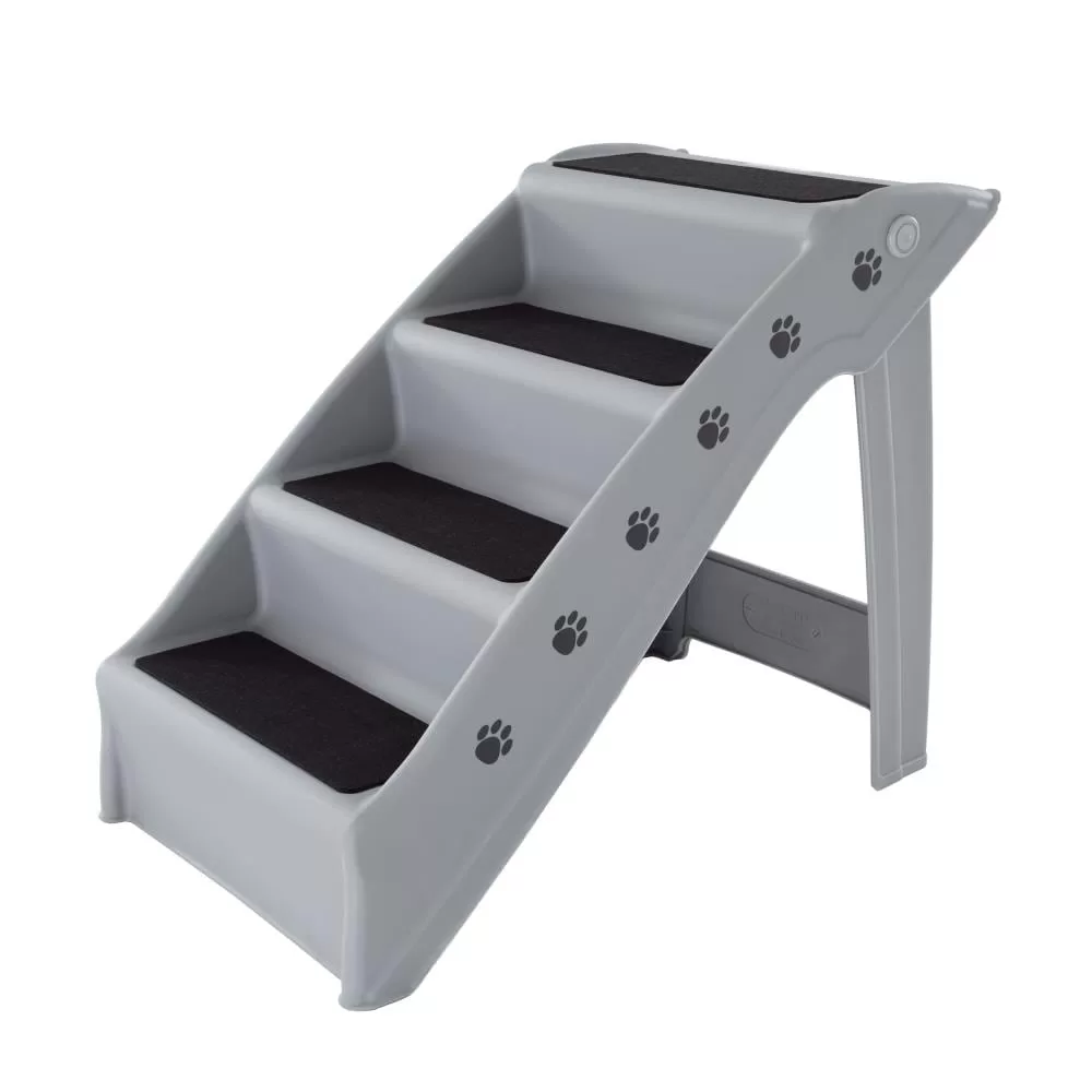Pet Pal Foldable Grey Plastic Dog/Cat Steps