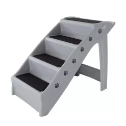 Pet Pal Foldable Grey Plastic Dog/Cat Steps