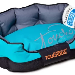 Touchdog Oval Sky Blue, Black Cotton, Polyester and Nylon Dog Bed (Medium)